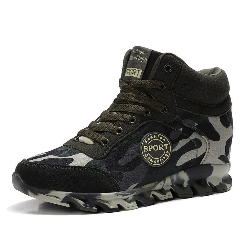 Women's green camouflage casual trainers with canvas upper and rubber sole