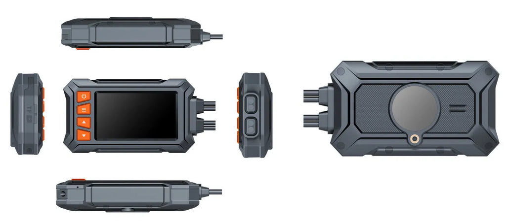 Motorcycle dash camera with 3-inch screen and dual lenses for front and rear recording