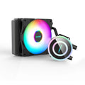 CPU liquid cooler radiator with RGB lighting in aluminium construction for PC cooling