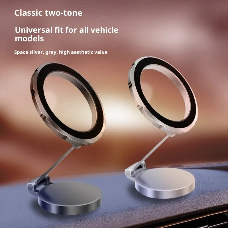 Aluminium alloy magnetic car holder with rotating base in gun colour – 60x15mm collapsible navigation bracket