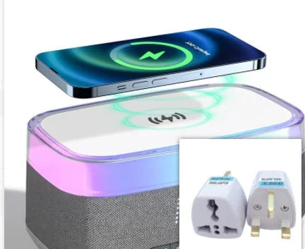 Smart Alarm Clock with Bluetooth Speaker and Wireless Charging in white
