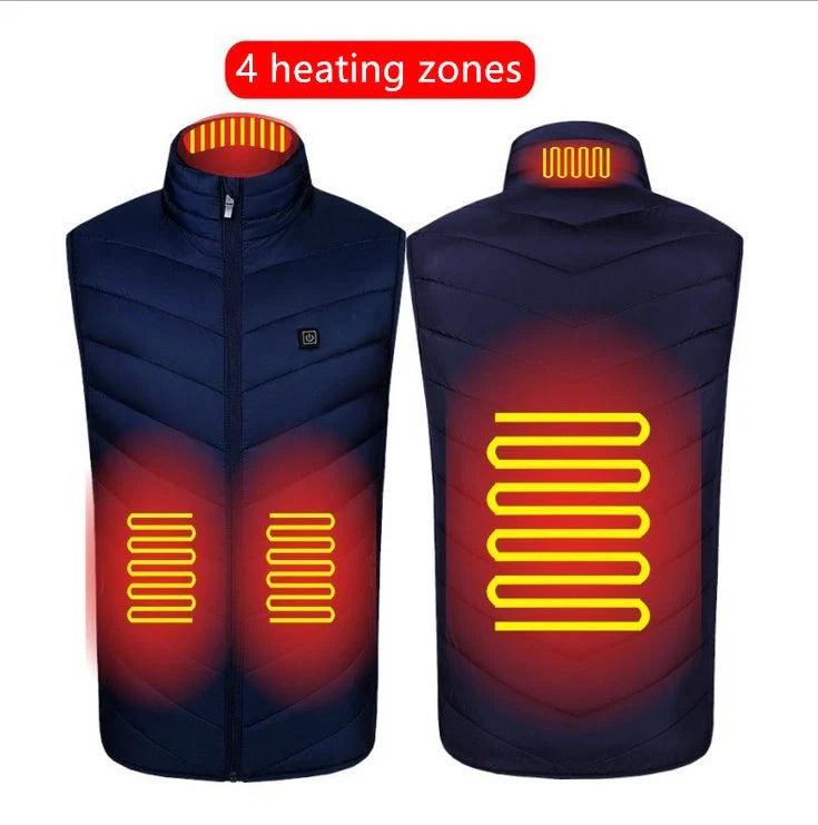 USB charging heated vest with adjustable heating zones for outdoor sports
