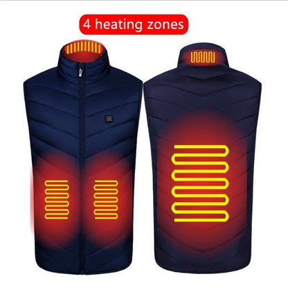 USB charging heated vest with adjustable heating zones for outdoor sports