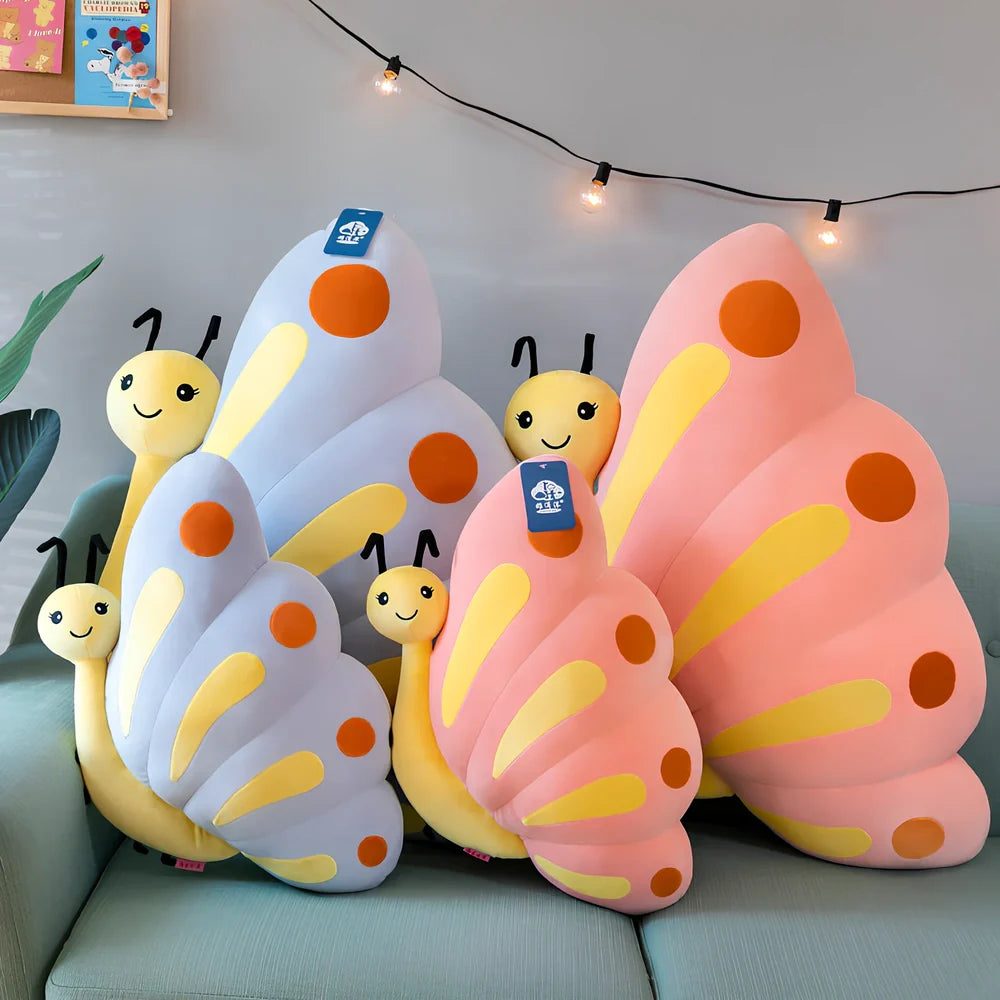 Blue or pink butterfly plush toy, 50cm height with down cotton filling for children's play