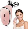 Electric rollers inductive therapeutical instrument EMS facial massager in white, pink, and black with colour light therapy
