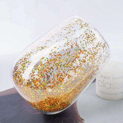 Christmas Tree Tumbler with flowing sequins and heat-resistant borosilicate glass