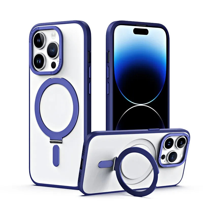 Wireless magnetic charging phone case with invisible kickstand for iPhone 14 Pro Max in black