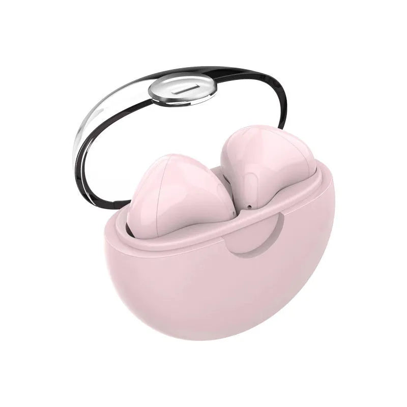 Transparent cover Bluetooth earbuds in black with binaural noise-canceling stereo sound and PC ABS build