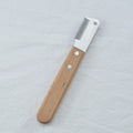 Pet stripping comb grooming tool with wood handle and metal teeth, shown in long and short size options.