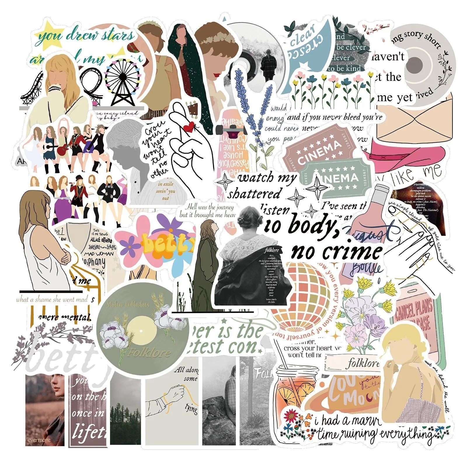 50 adhesive sticker sheets with graffiti cartoon designs for luggage and notebook personalisation