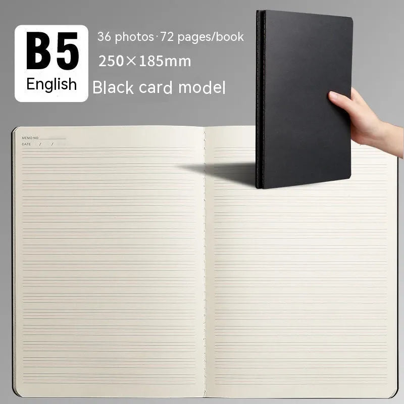 B5 notebook with stitching binding, kraft paper cover, and lined interior pages