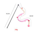 Cat teaser wand with long plush strip and colourful ball with bells for interactive indoor play