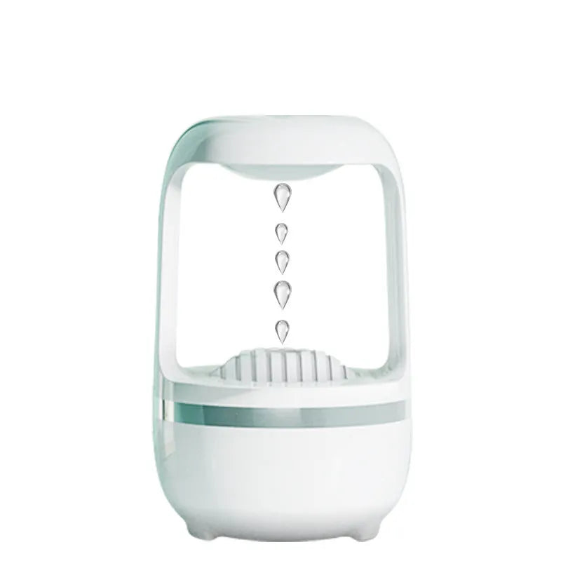 Anti gravity humidifier water drop backflow with 500ml white ABS body and black base on a desk