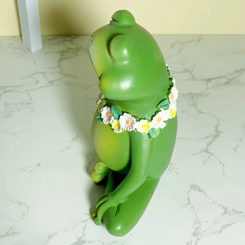 Magic Yoga Frog ornament in RDW123 colour, a European-style plastic and resin micro landscape decoration.