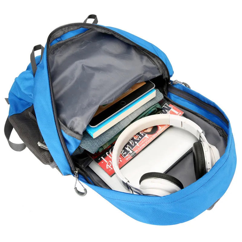 Nylon waterproof light travel backpack with air cushion belt, 32x17x52cm, unisex, solid colour, grey