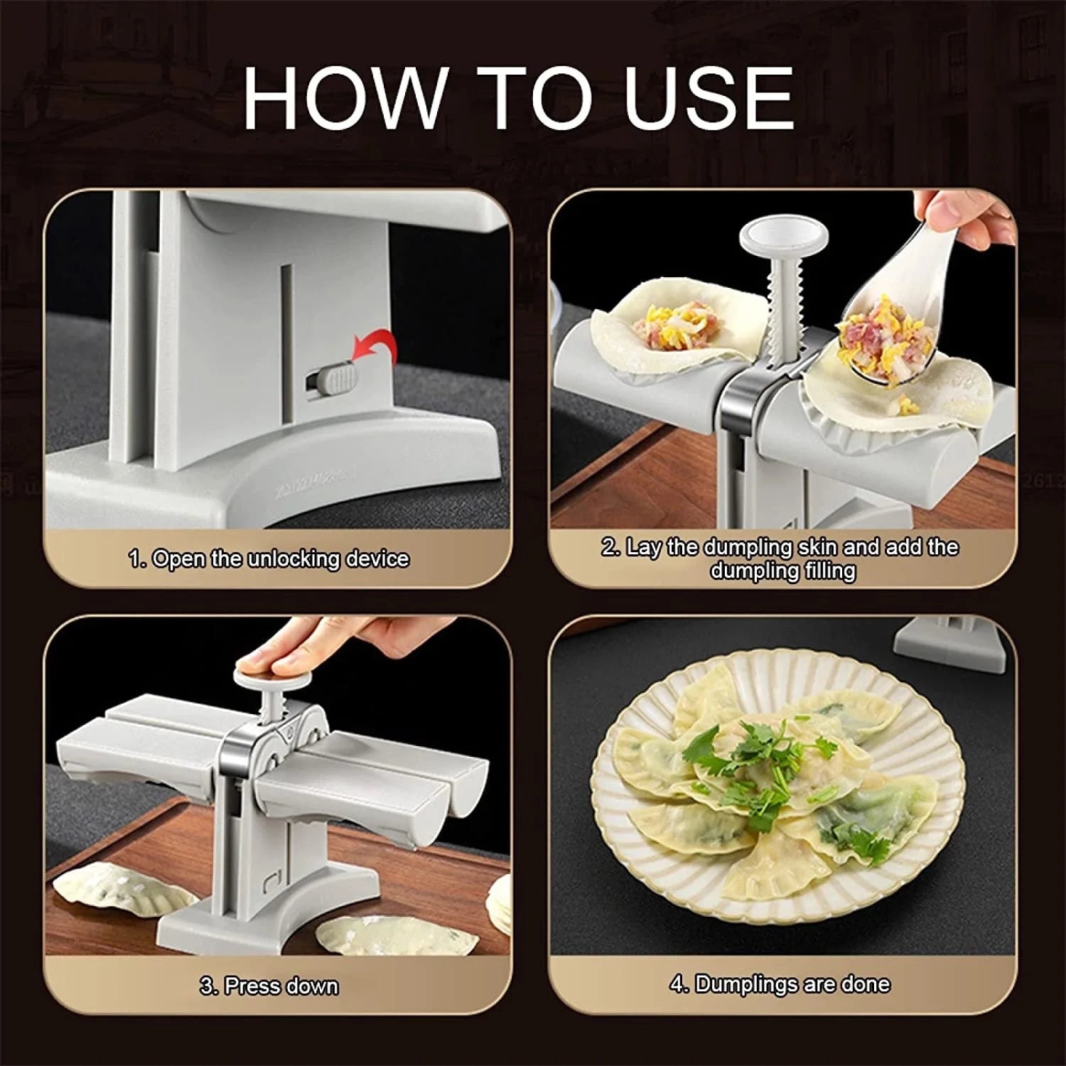 Double head dumpling mould for quick and easy dumpling making