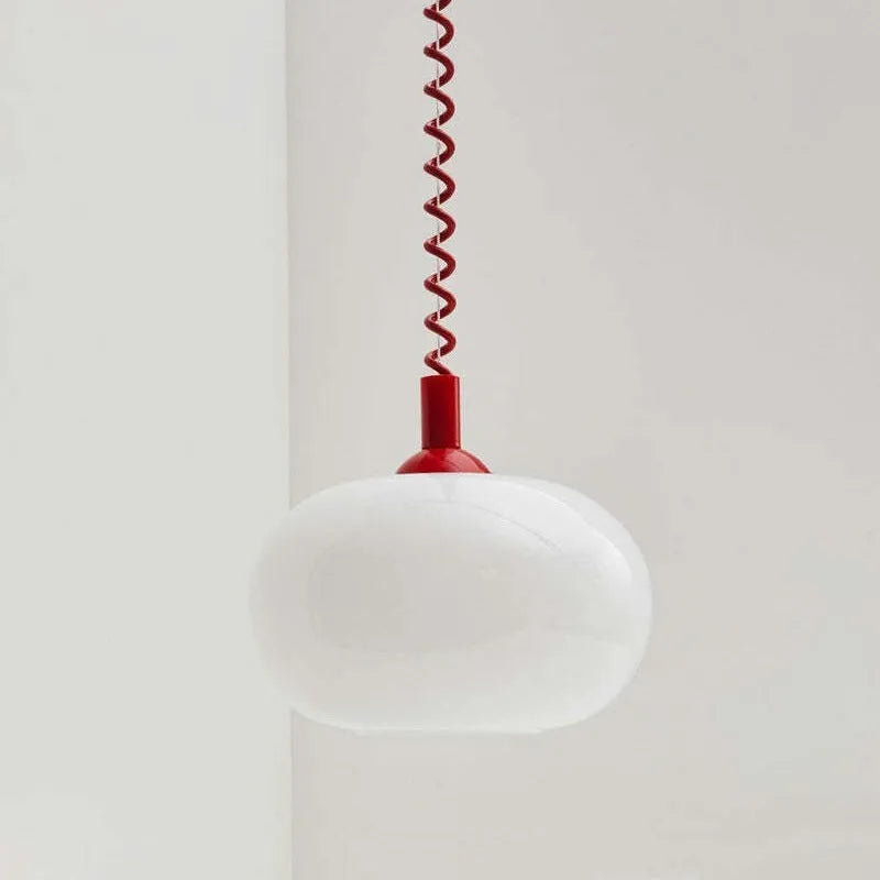 Chinese style glass chandelier D25CM red flexible wire for bedside restaurant hotel simple modern