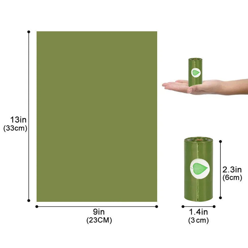 Roll of extra thick leak proof biodegradable dog waste bags for pet waste disposal