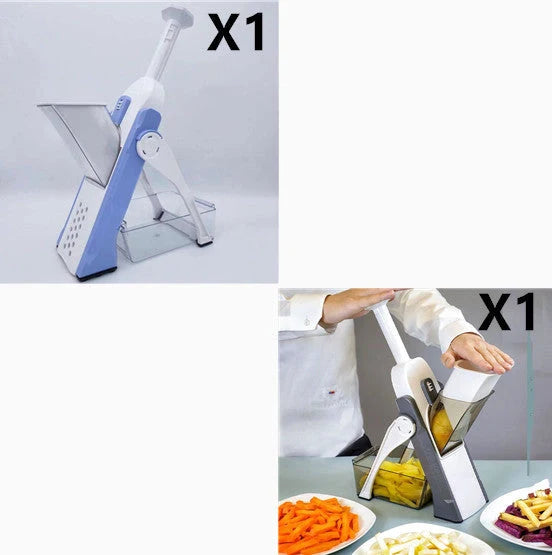 Multifunctional vegetable cutter with safety blade guard and multiple slicing options