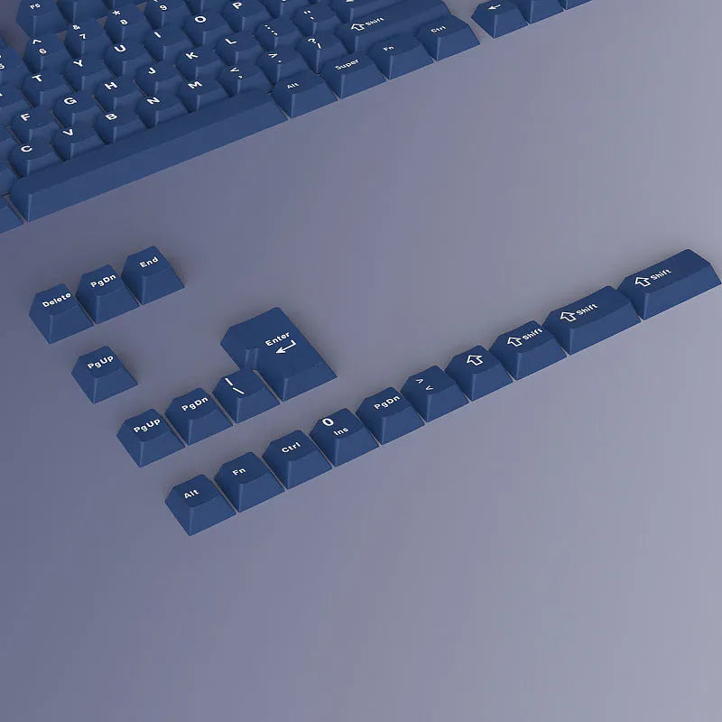 PBT two-tone blue key cap set for mechanical keyboards, sculpted profile, full layout