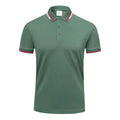 190g ice cotton lapel short sleeve men's top in bean green, front view