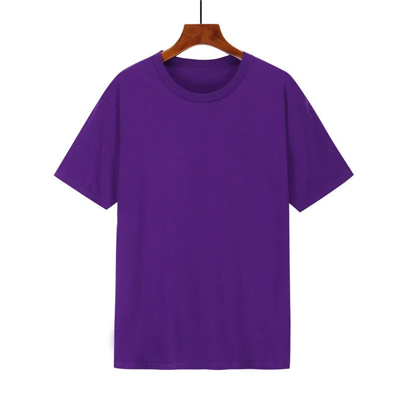 Men's loose fit black cotton t-shirt with short sleeves on a hanger