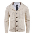 Thickening men's pullover cardigan in light gray made from rabbit fur and modal fabric