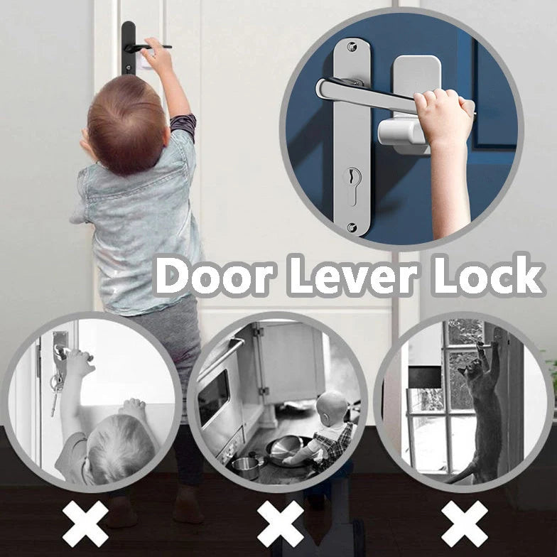 Child and pet safety door lever lock in FS16 Apple White, made from durable ABS material
