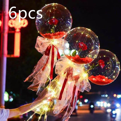 A captivating bouquet of LED-lit balloons and rose blooms, creating a mesmerizing ambiance for any celebration.