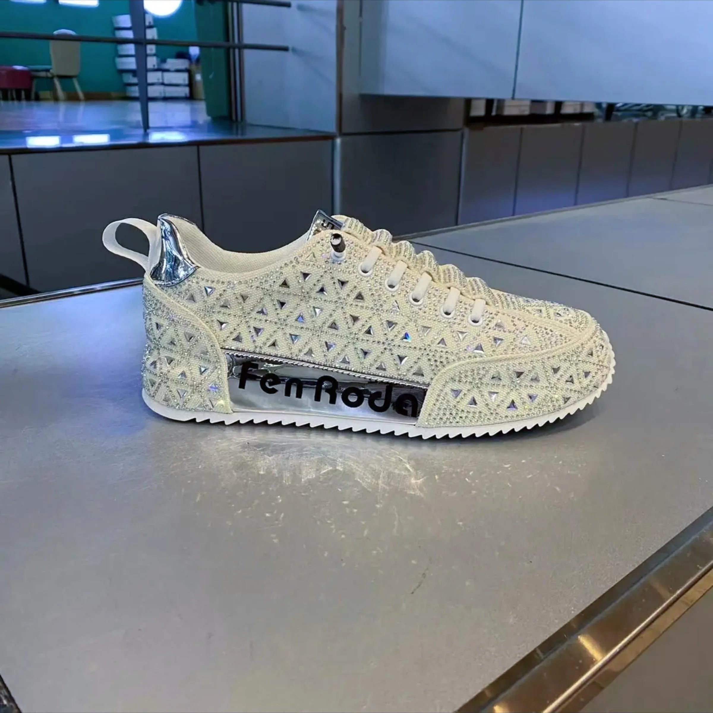 Men's slip-on breathable sneakers with mixed material upper and thick rubber sole, available in white, green, black, and orange