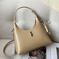 Genuine leather dumpling-shaped crossbody bag with mobile phone compartment in apricot colour