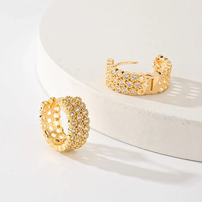 Copper all-matching earrings for women with exquisite design in HYL407010 color