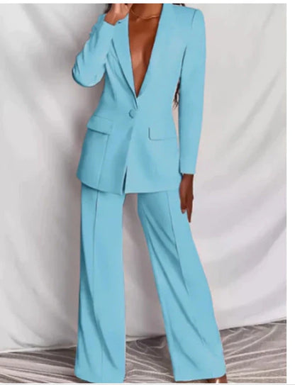 Women's 2-piece blazer suit set in various colours for office and casual wear