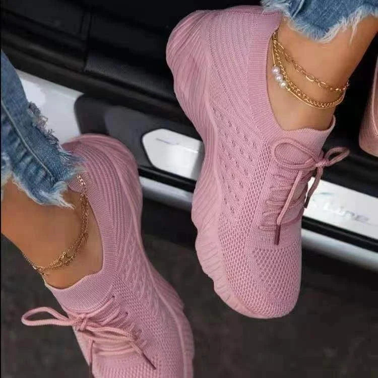 Comfortable and stylish women's platform sneakers with mesh upper and rubber outsole, available in multiple colors and sizes