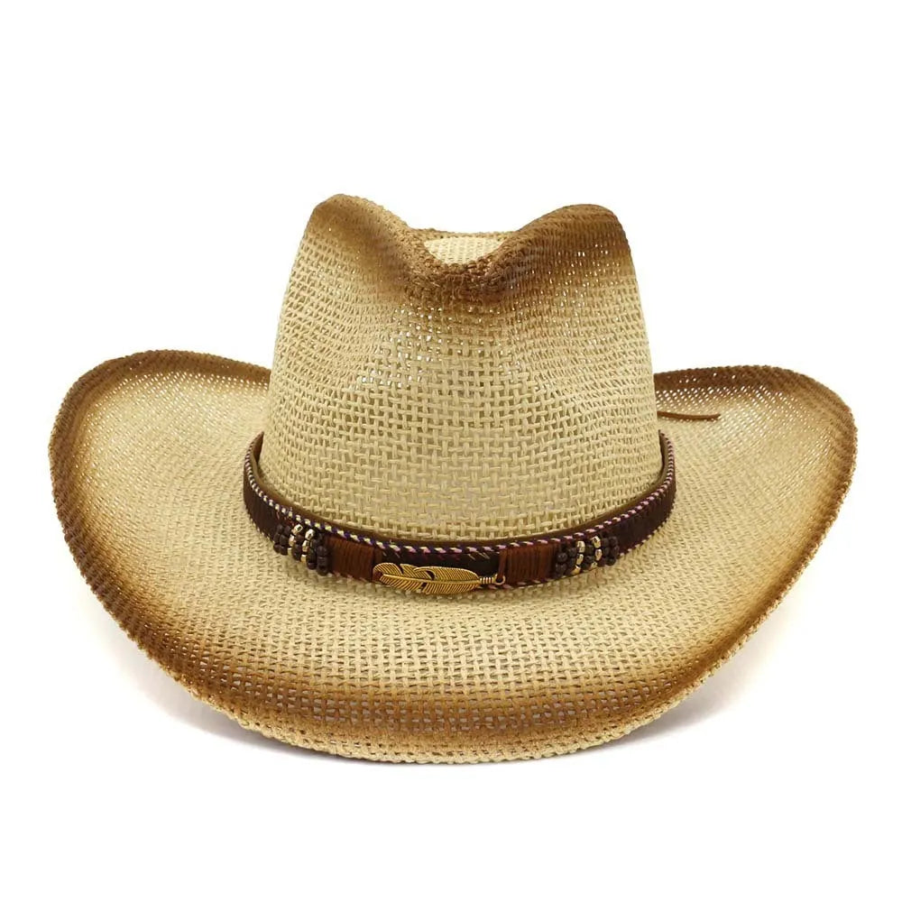 Paper material Western cowboy hat with bell crown in khaki colour