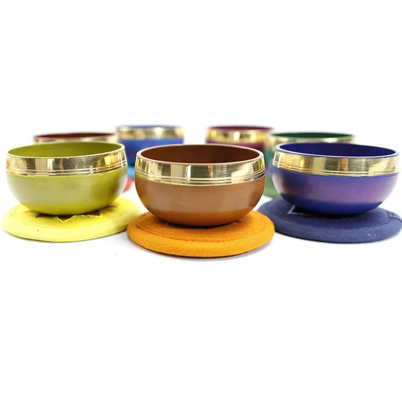 Handmade Himalayan singing bowl in blue, 7.8 cm diameter, for meditation and yoga.