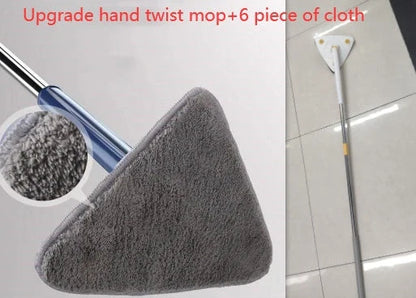 Extendable Triangle Mop with 360° rotatable head for deep cleaning in blue and white