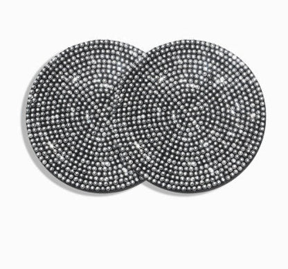 Bling car coasters with crystal rhinestones for cup holders, available in multiple colours
