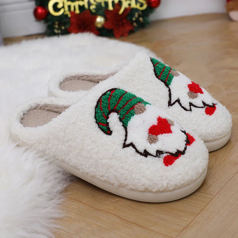 Cozy cartoon santa claus home slippers in various colors for men and women