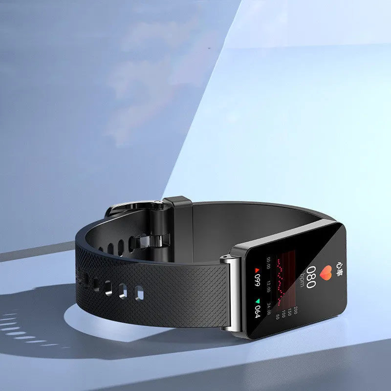 Blood Glucose EP08 Smart Bracelet in black, gold, or silver with colour display and TPU strap.