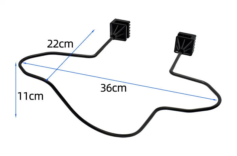 Black metal snap-on hat bracket mounted on a car rearview mirror