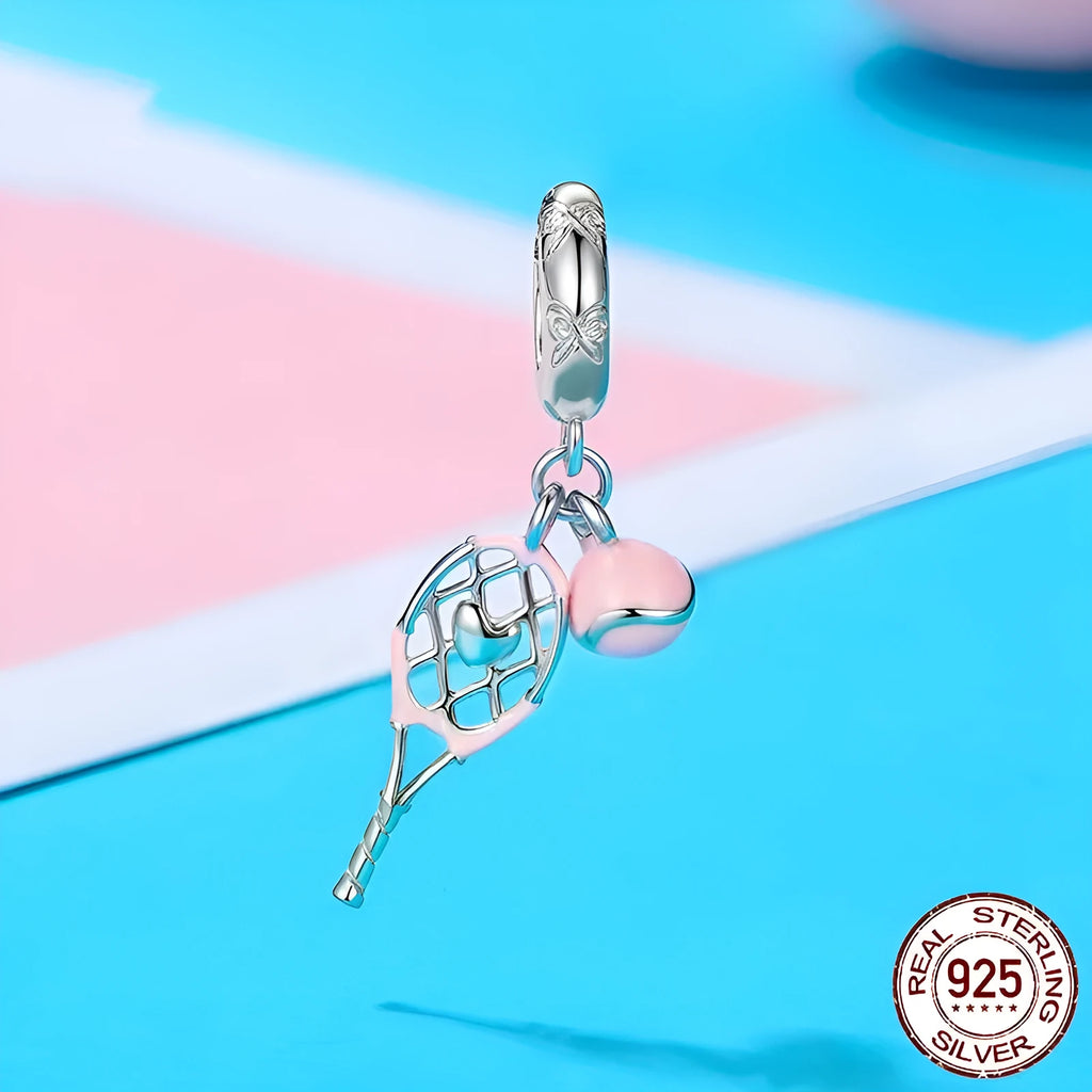 S925 sterling silver drip tennis pendant bead 2.9x1.2cm in colour SCC3081