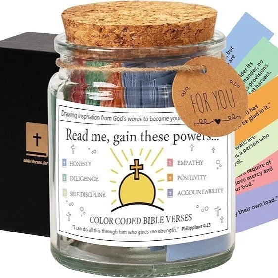 Bible Verses In A Jar 90 Verses Glass Jar with cartoon design for daily inspiration