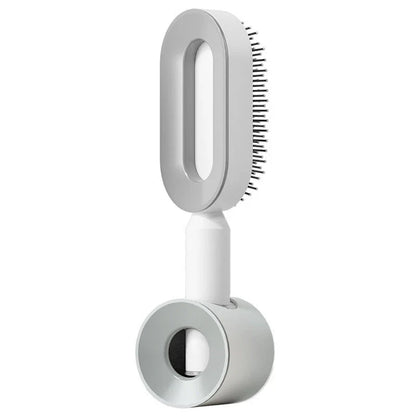 3D Air Cushion Hair Brush in elegant white, showcasing wide comb teeth and ergonomic handle