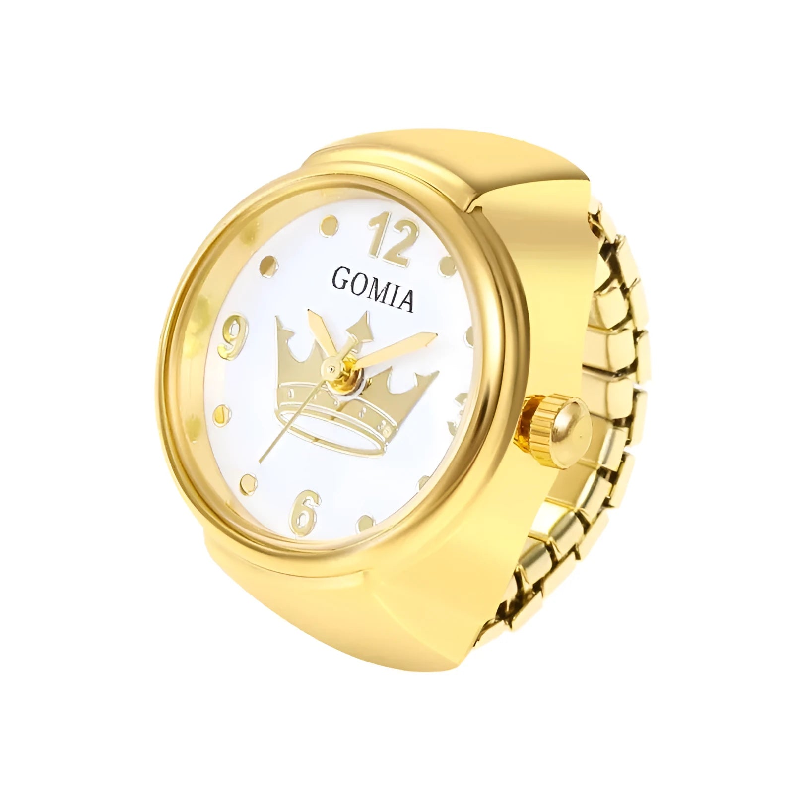 Gold alloy watch appearance ring with 8mm thickness, pattern options include butterfly, cat, crown, iron tower, lotus, meteor, small fish