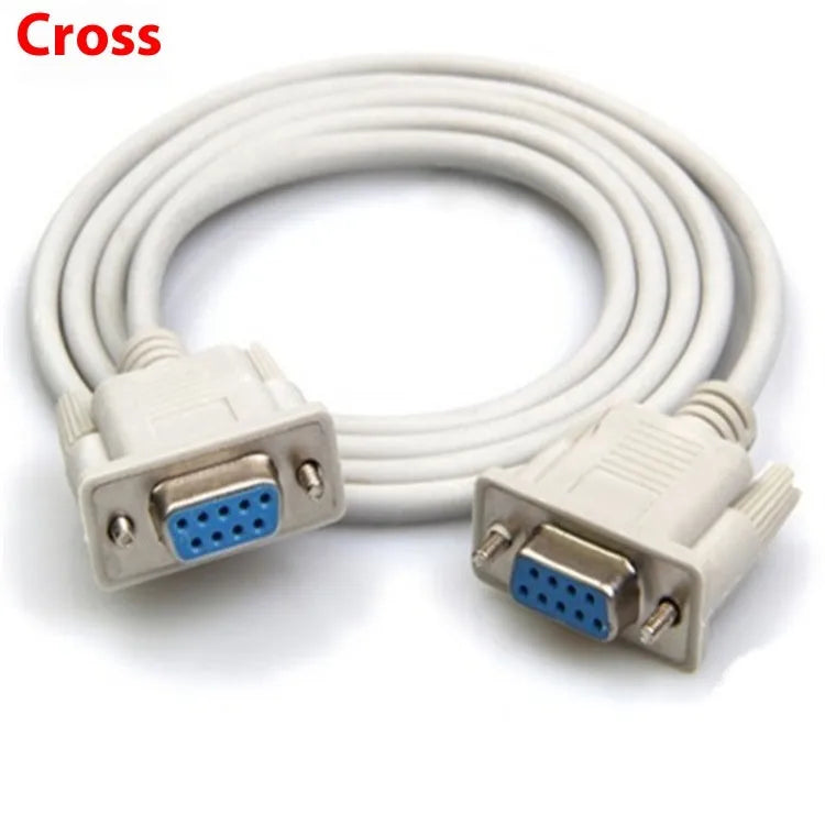Milky white female to female DB9 RS232 serial cable, 1.5 metres long.