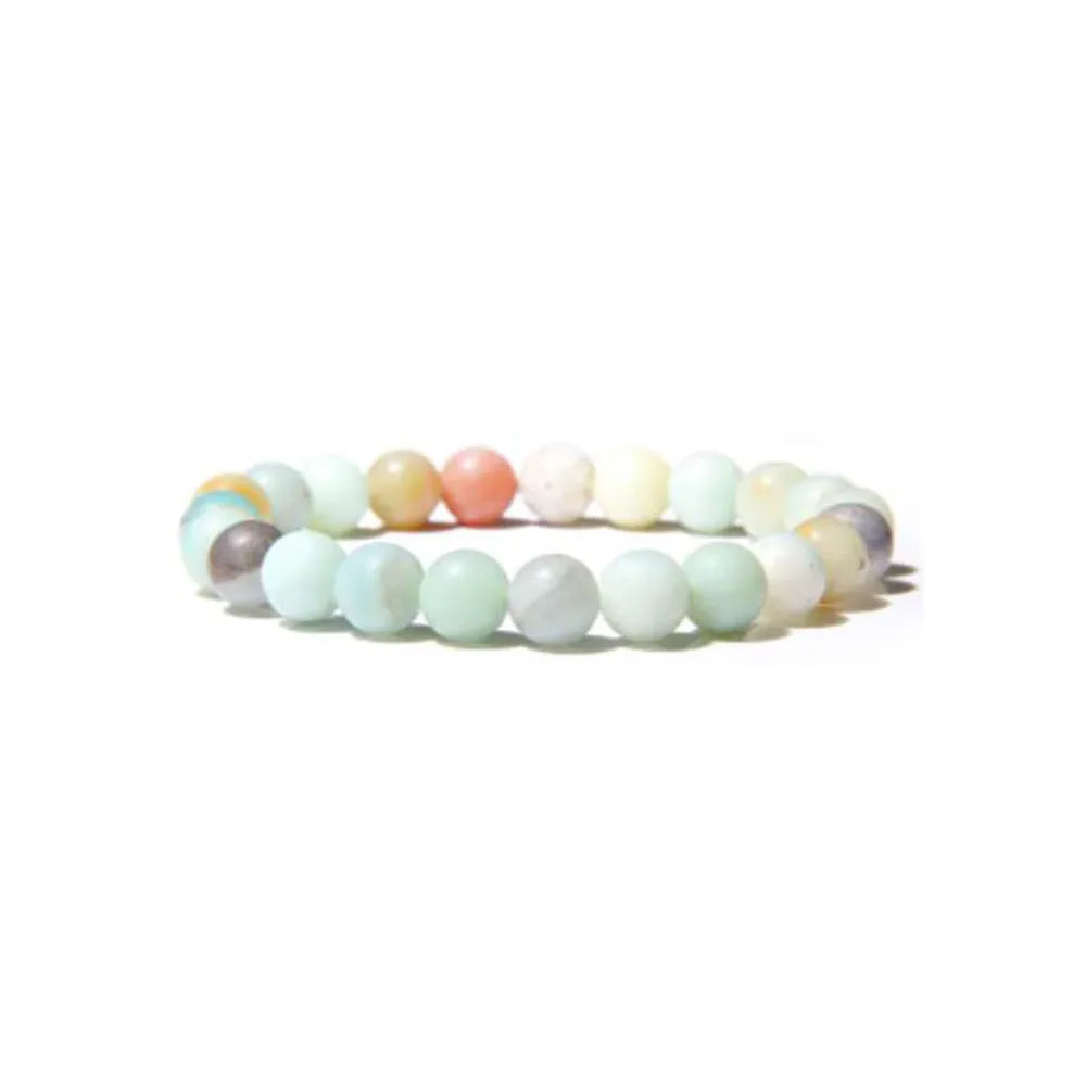 8mm natural stone bead bracelet in assorted gemstone colours including agate and amethyst
