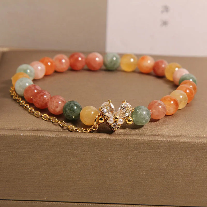 Women's Fu Lu Shou crystal bracelet with a V-shaped zircon stone in a cartoon style design.