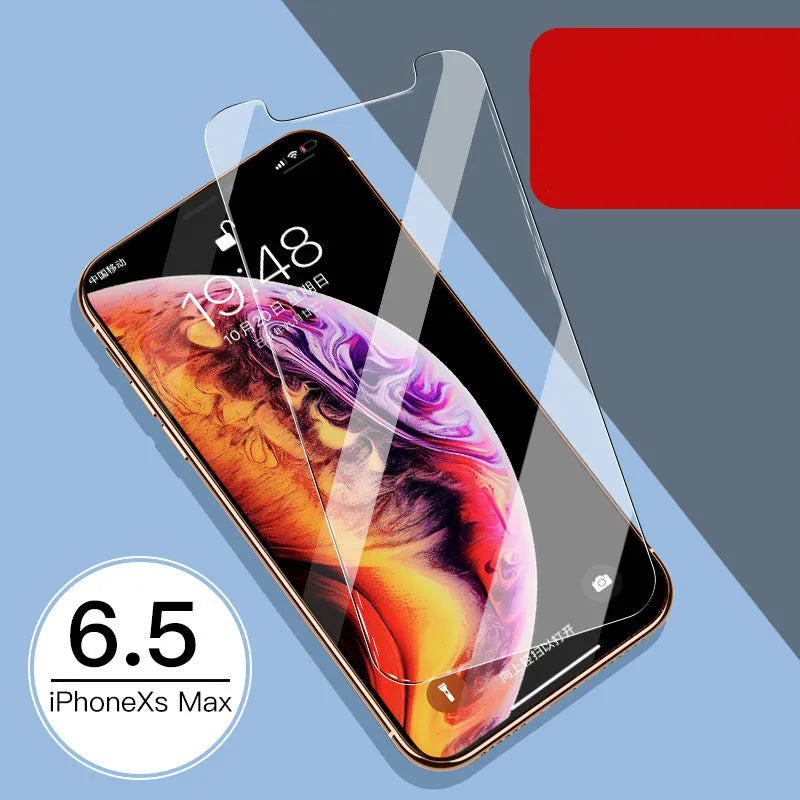 iPhone tempered glass screen protector and rear camera protector film set for 11, X, and XS models.