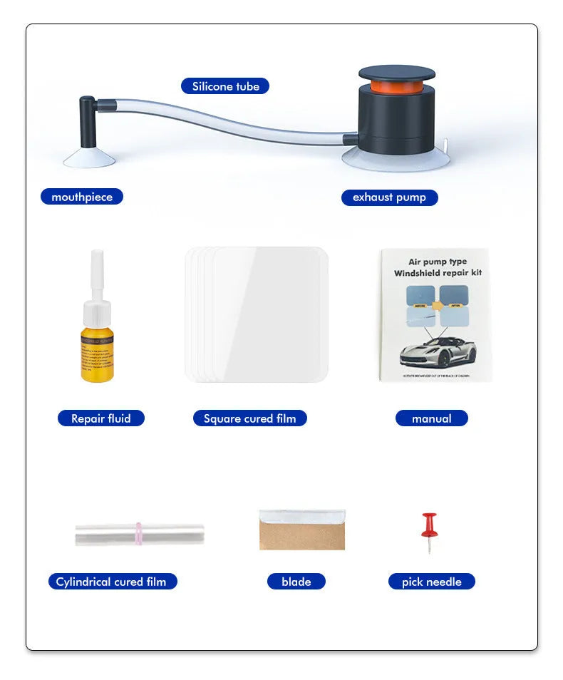 Plastic broken glass corrector applicator for car windscreen crack and stone chip repair